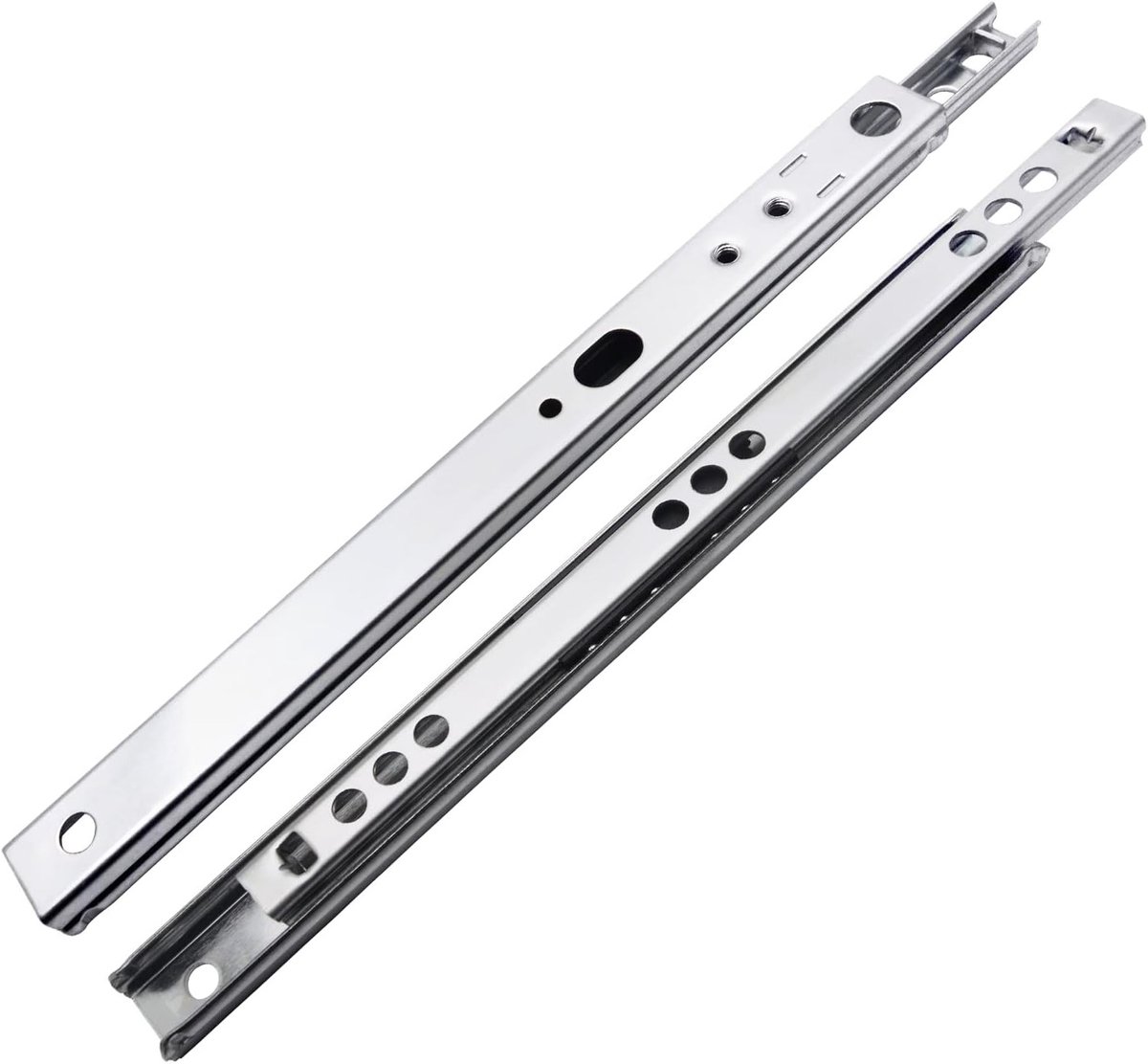 Deurrails voor lades, gedeeltelijk uitschuifbaar met wielen, lade rail systeem (17 mm x 246 mm), zilver, ideaal voor meubels en opbergruimte