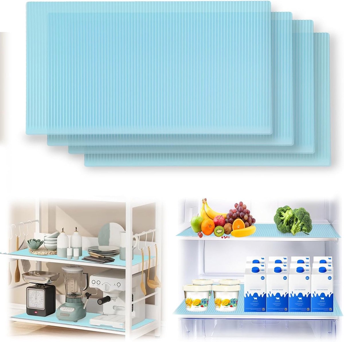 Set van 4 Antivriesmatten voor de Vriesruimte 45 x 29 cm - Waterdicht, Wasbaar en Aanpasbaar voor Koelkast en Vriezer