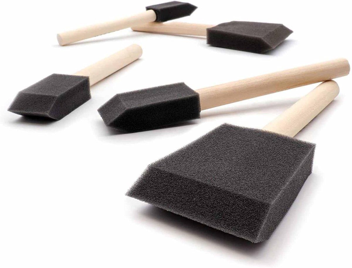 Kwasten set van polyfoam - ideaal voor olie, verf, vernis, lijm, knutselen en schoonmaken