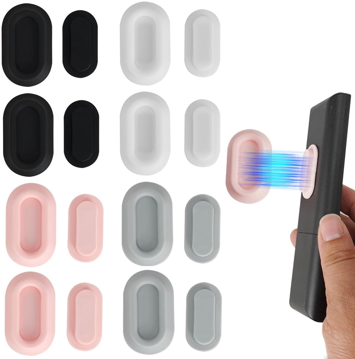 Allecto - Magnetic Remote Control Holder - Organisatie - Upgraded Silicone Adhesive - Kleur: Zwart, Wit, Grijs, Roze - Geschikt voor TV, Ventilator...