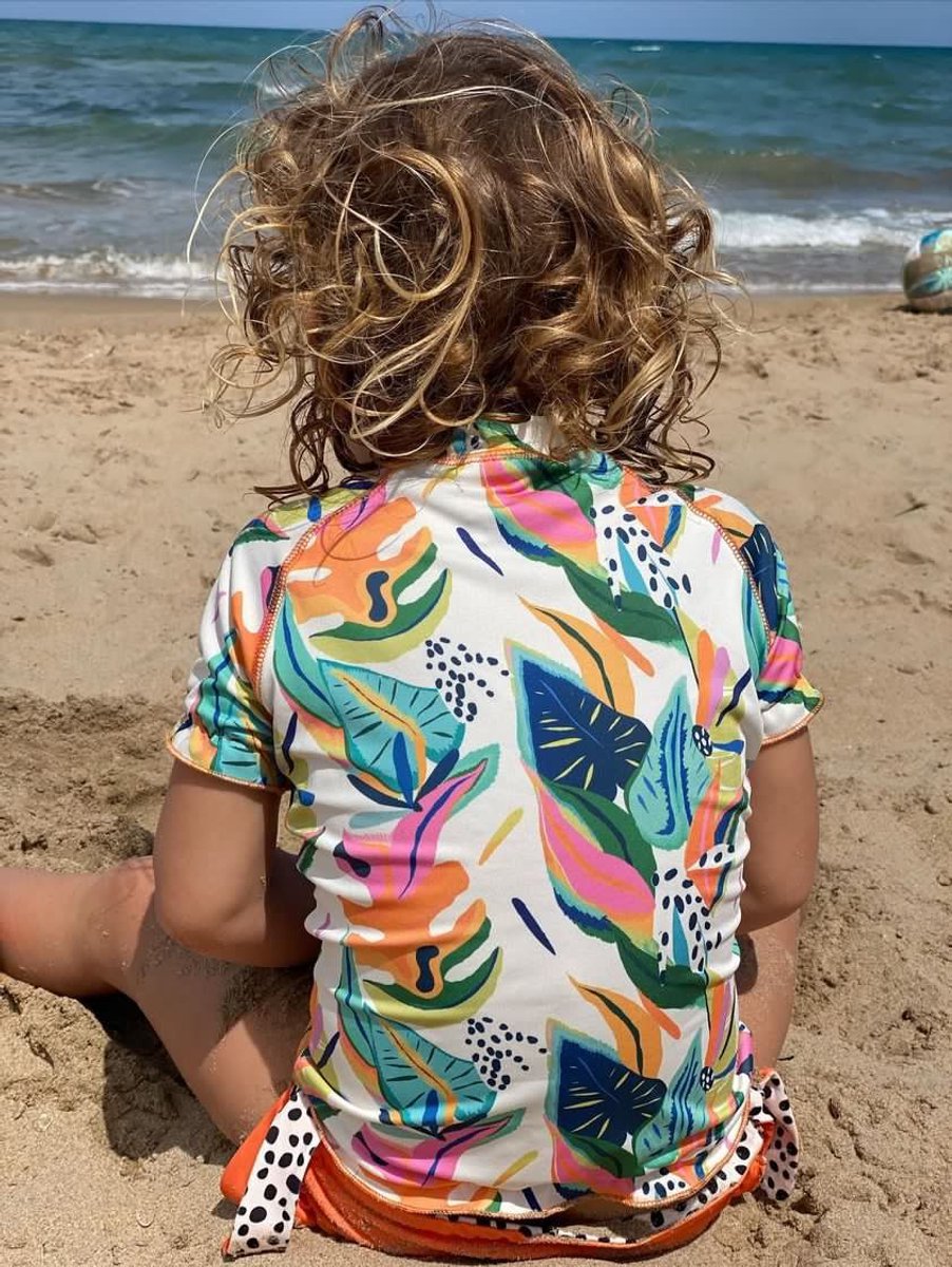Ducksday - UV shirt - Bikinibroek - Zwemset met omkeerbare bikinibroek - voor meisjes - UPF 50+ - Tweedelig - sneldrogend - Moana - 10 jaar