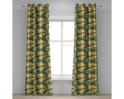 ABAKUHAUS Aquarel Gordijn met ringen, Luipaarden in Jungle, Decoratieve 2-delige raamgordijnset voor slaapkamer en woonkamer, 280 cm x 225 c