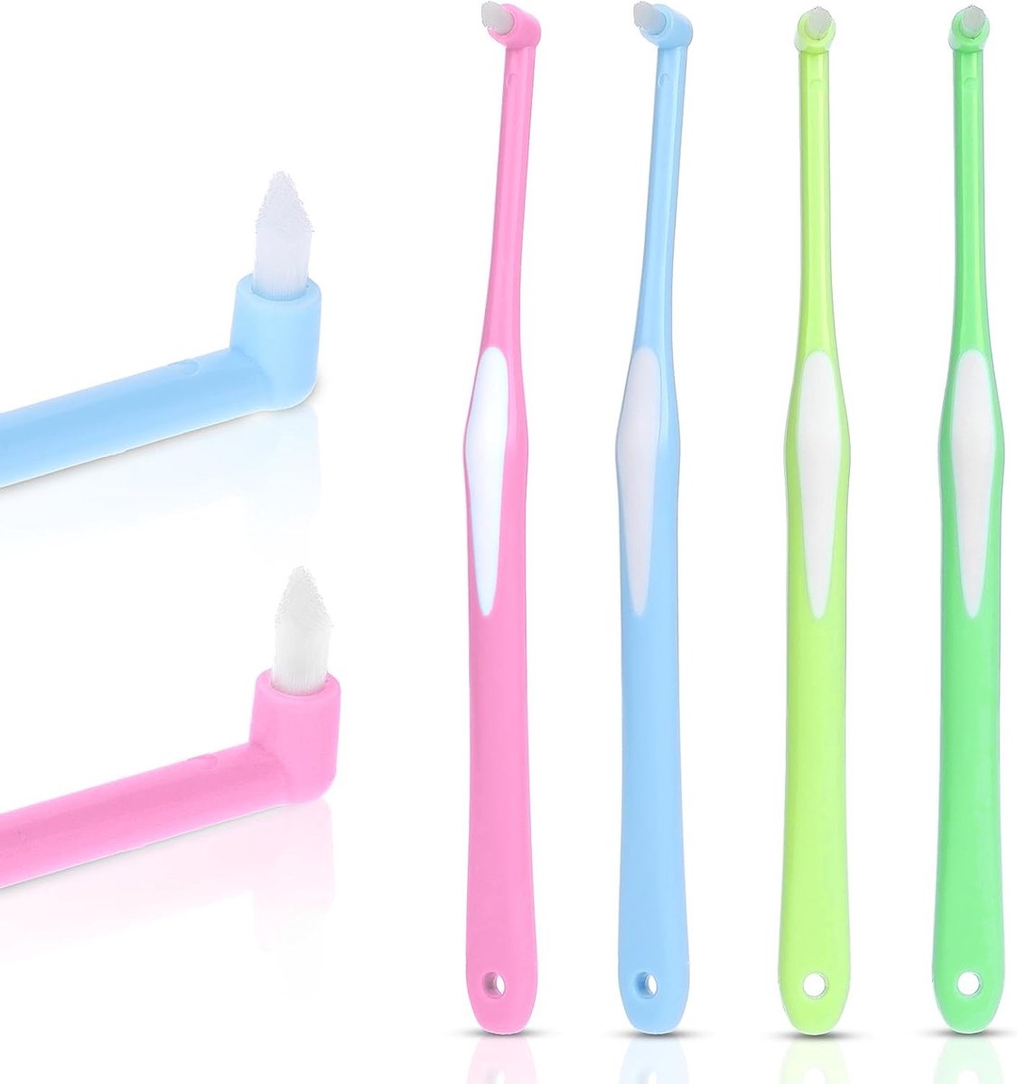 4 Stuks Tufted Tandenborstels voor Orthodontische Beugels - Compacte Interdentale Borstels voor Nauwkeurige Reiniging en Detailonderhoud