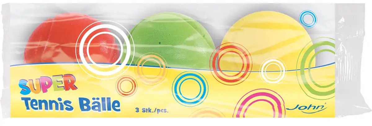 John zachte tennisballen set - 3 stuks - 70 mm - speelgoed tennis.