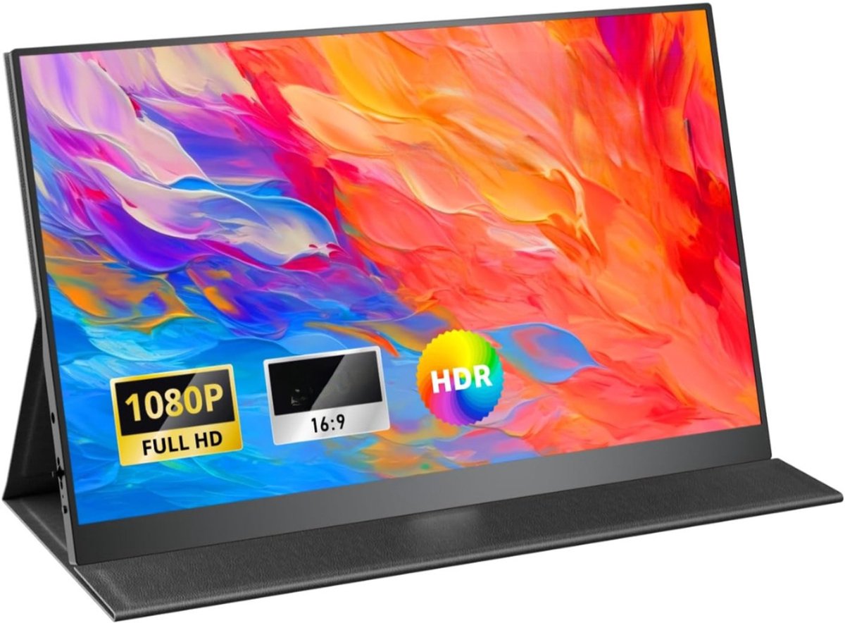 YOR® Draagbare Monitor voor Laptop – Portable Monitor 15,6 Inch – Draagbaar Scherm 1080FHD – HDMI / USB C – Extra Scherm Laptop – Laptop Scherm Uitbreider – Energiezuinig – ps5 Monitor - Tweede Scherm Laptop - Zwart - 41cm x 27cm x 6cm