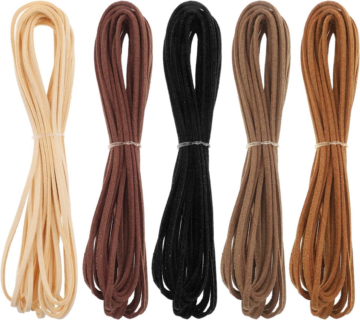 Leren Halsband Set van 5 Stuks met 5 Meter Leren Touw voor Honden, DIY Ambachten en Sieraden Maken