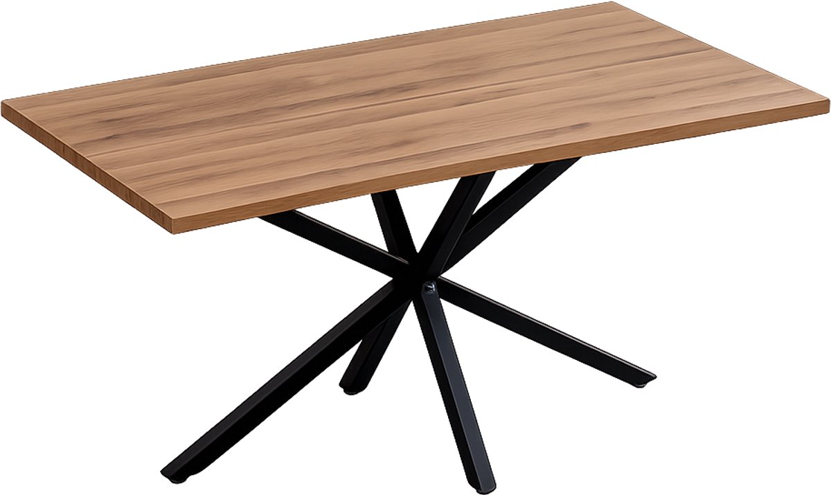 C. , R. E. CORE Eetkamertafel - Moderne minimalistische rechthoekige eetkamertafel - 4-6 personen - Zwarte poten - Donker hout - 80x140x75cm Bruin en Zwart