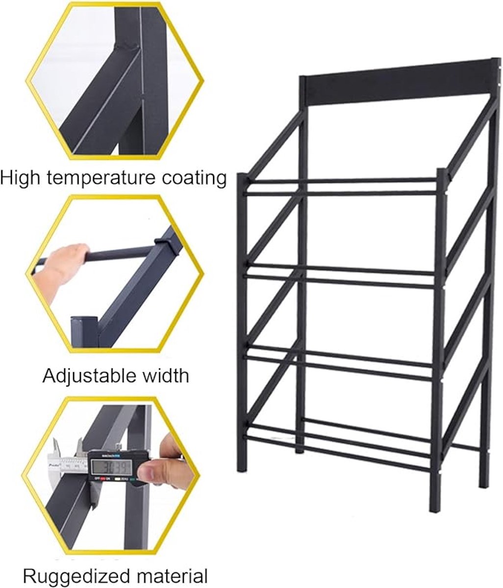 Staand Keuken Spoelbak Display Rek Metaal – Multi-Layer Industrieel Afwas- en Opbergrek voor Keuken & Showroom zonder Wielen – Heavy Duty Wasbak Houder en Presentatiestandaard