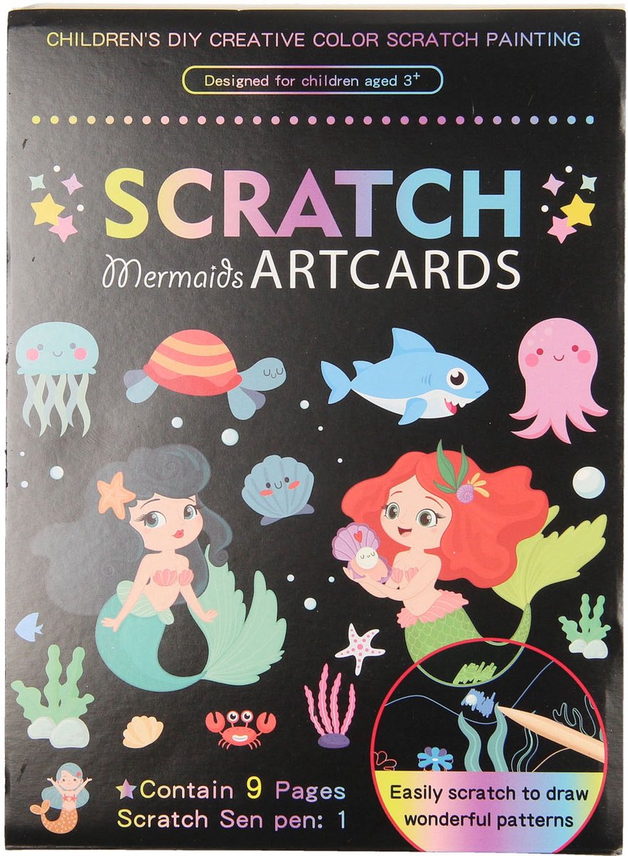 Lobbes scratch kaarten onderwaterwereld creatief speelgoed 9 vellen.
