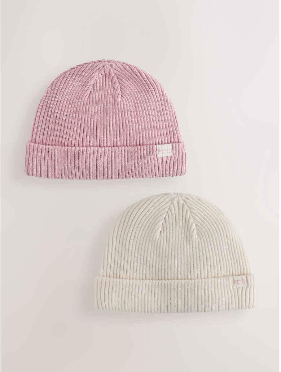 Next - Meisjes - Geribbelde baby-beanie - Crème