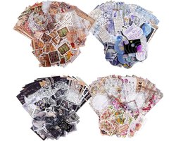 400 Pcs Scrapbook Benodigdheden voor Journaling, Vintage Stickers en Decoratief Papier voor Retro Collages met Bloemen en Dieren