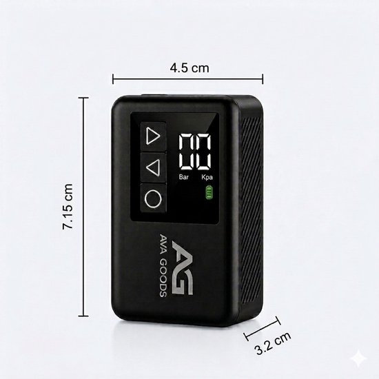 AvaGoods elektrische fietspomp XS - Digitaal display - 108 gram - Mini Luchtcompressor - Bandenpomp - Ballenpomp - USB-C Oplaadbaar van Merkloos — afbeelding 5