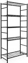 Étagère Métallique Lumavo – Capacité de charge 500 kg – 184×85×32 cm – Incl. fixation anti-basculement – Zwart – Étagère de rangement – 5 niveaux