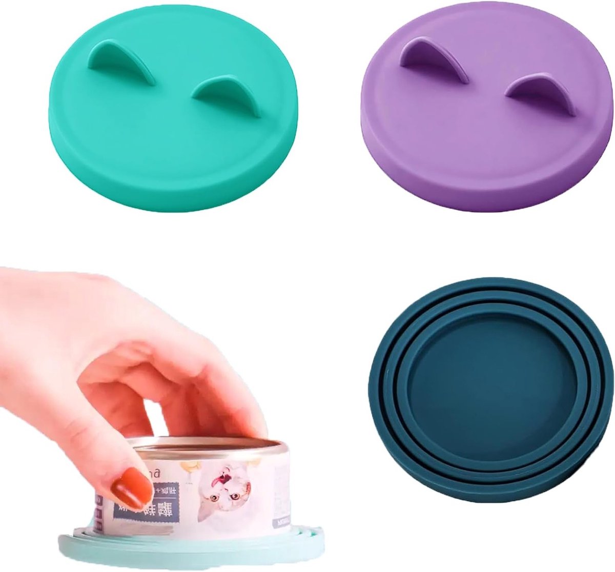 Siliconen deksels voor honden- en kattenvoerblikken, 65-75-85mm, set van 3, voedselopslag, duurzaam en veelzijdig