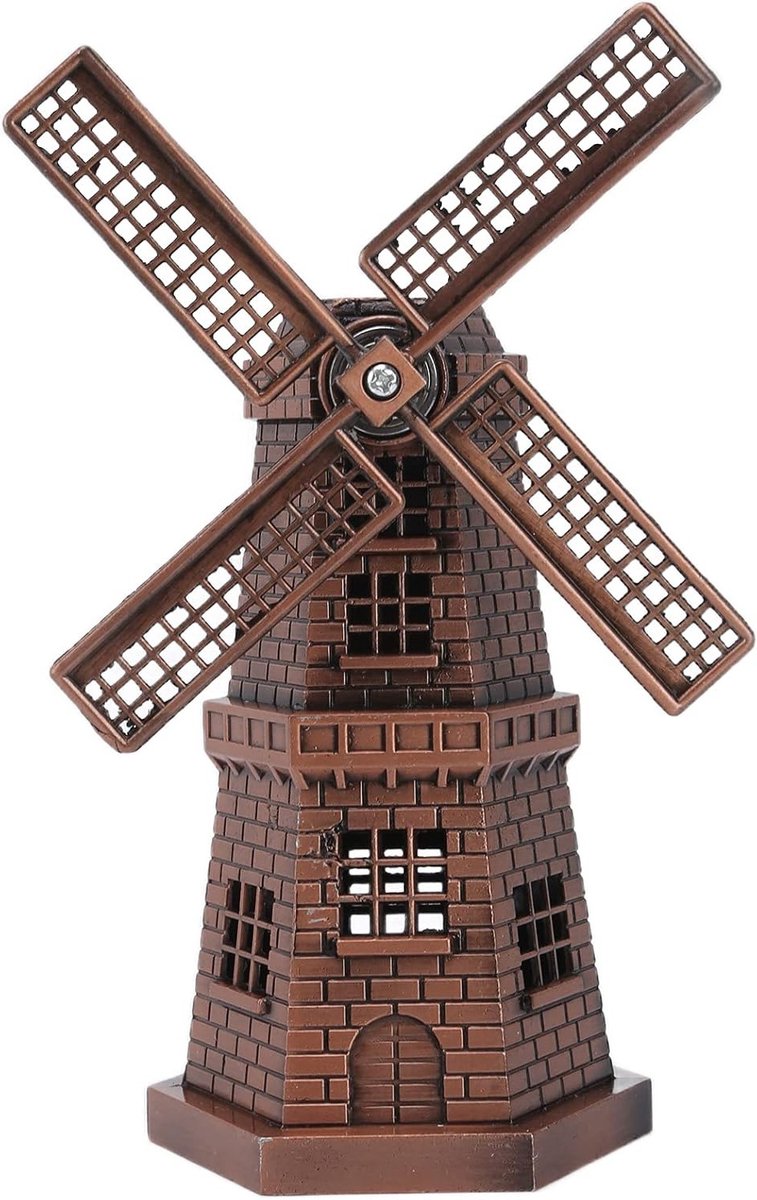 Retro Houten Windmolen Beeld, Miniatuur Tuin Decoratie, Vintage Windmolen Ornament voor Tuin en Balkon, Duurzaam en Draagbaar