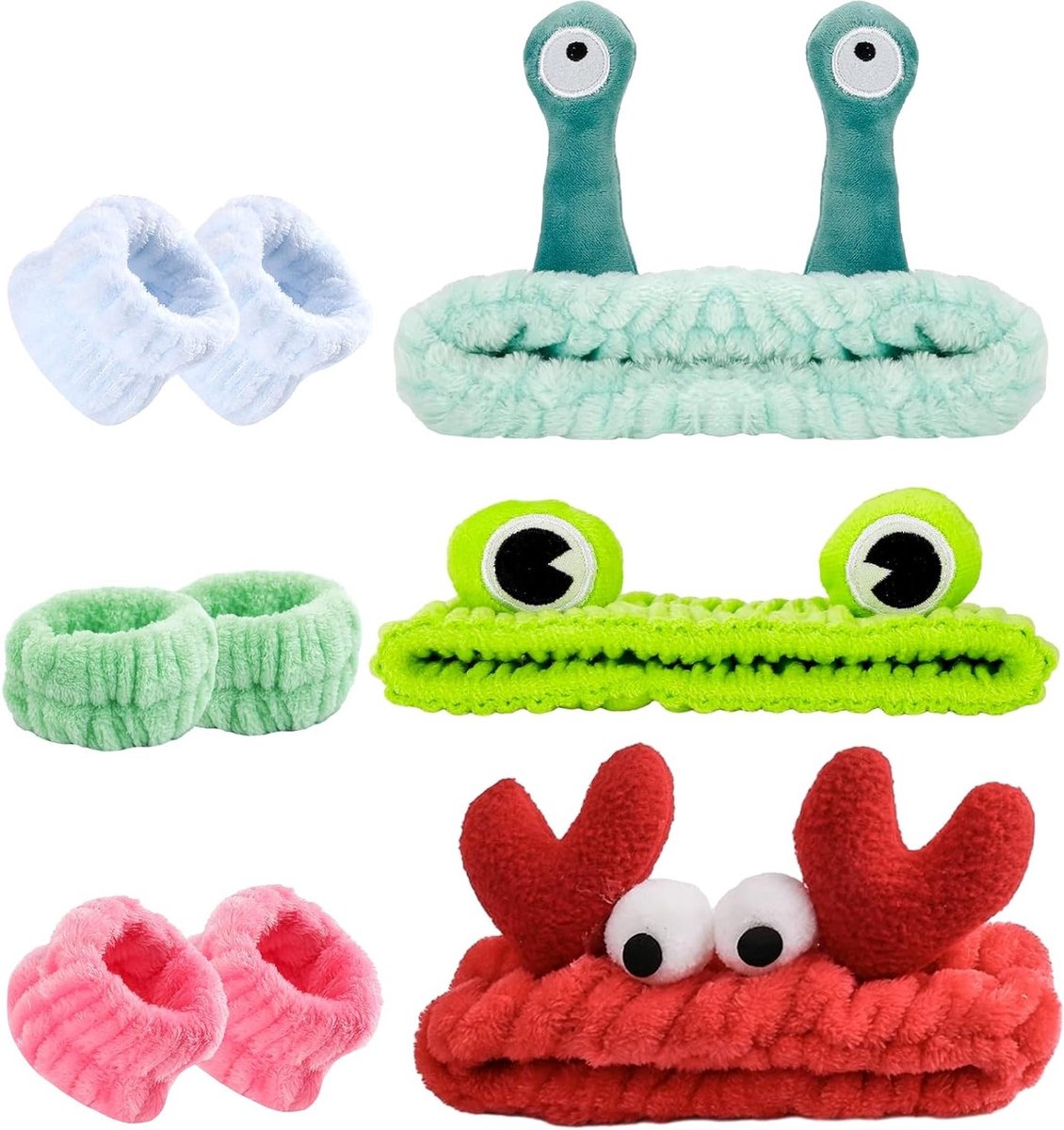 Dierlijke Spa Set voor Gezichtsreiniging met 9 Stuks, Elastische Haarbanden en Creatieve Make-up Bands voor Douche en Sport