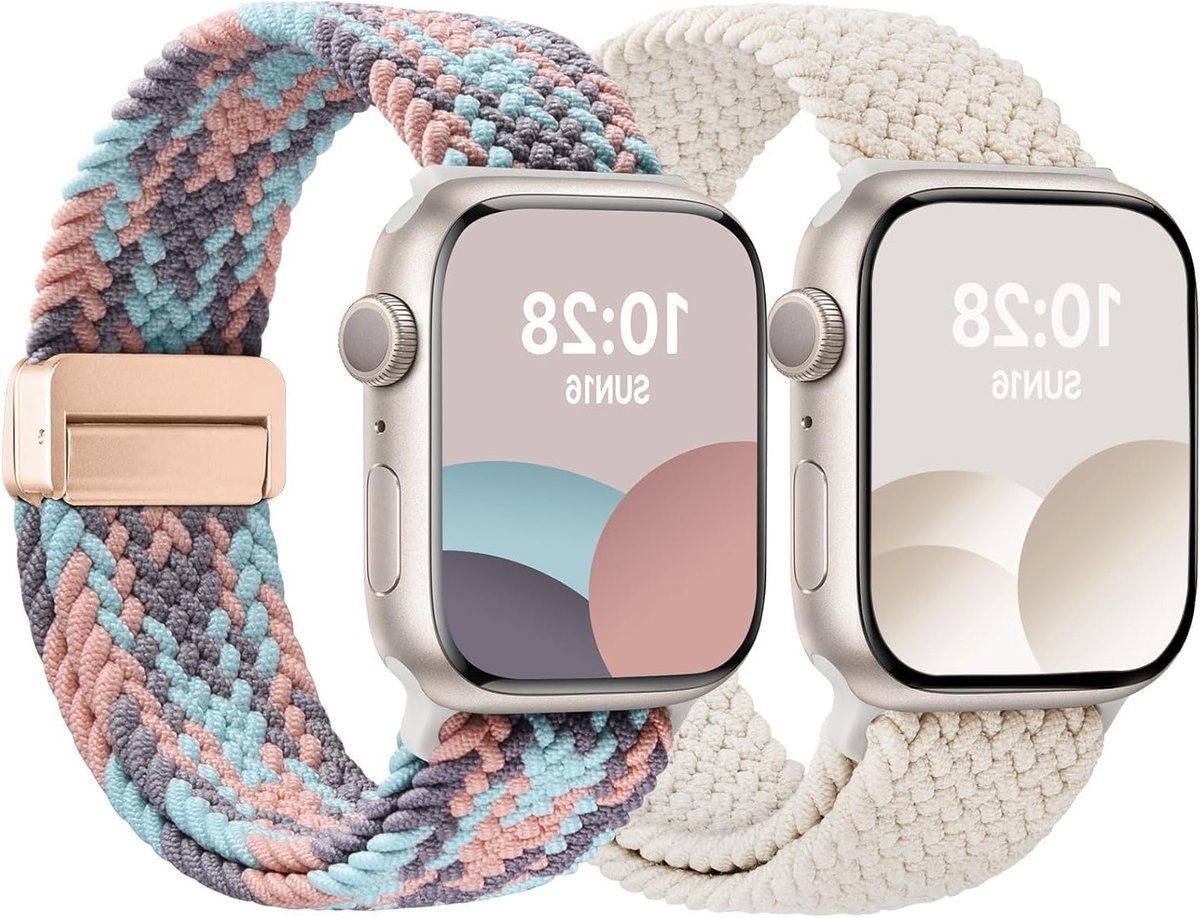 Verstelbare Nylon Elastische Horlogeband voor Apple Watch 38mm 40mm 41mm 44mm 46mm en 49mm, Geschikt voor Mannen en Vrouwen met Magnetische Sluiting en Comfortabele Pasvorm