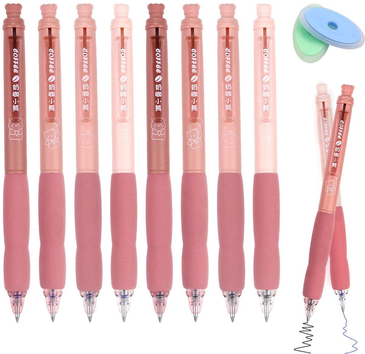 aladdien - Friction Pens - Kawaii Bear - Erasable Pen met 2 Gummen - Meerkleurig - Schrijfgerei - Geschikt voor Studenten - 0.5mm