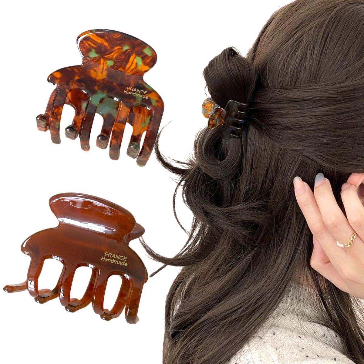 ONF3 - Haarclips - Acetaat Haarclips - Voor Dames - Bruin - Franse Haarclips - Ideaal voor Dun, Gemiddeld en Dik Haar