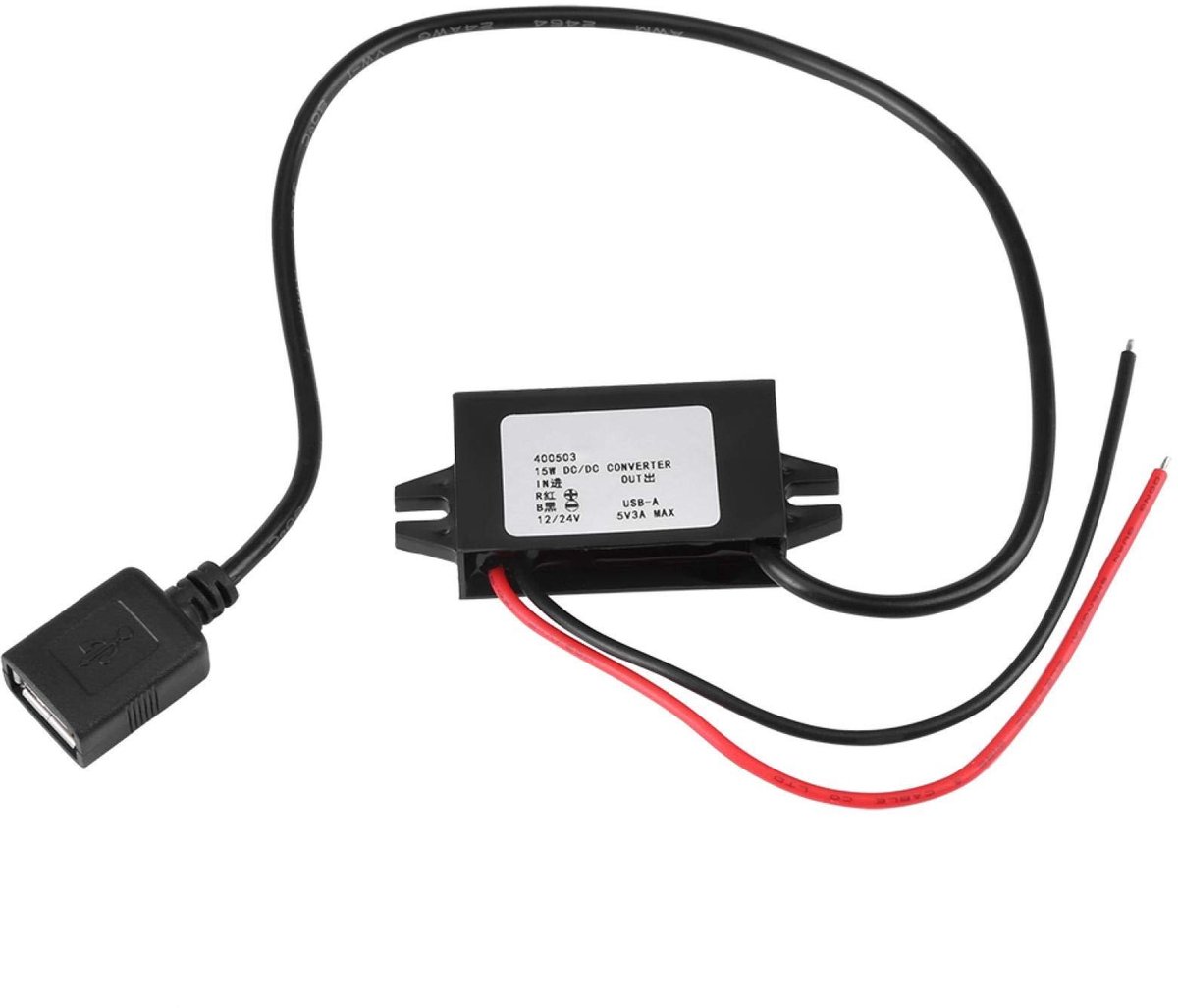 Allecto - DC-DC Converter - USB 5V 3A - Ideaal voor auto en monitor - Compact formaat - Stap-down adapter - Geschikt voor pushchair, radio en LED d..