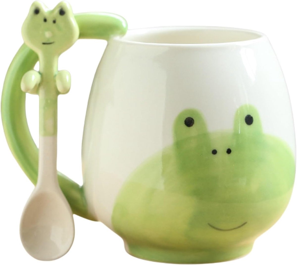 Lieve Kikker Teacup met Lepel, Leuke Dieren, Perfect Cadeau voor Familie en Kinderen, 450ml
