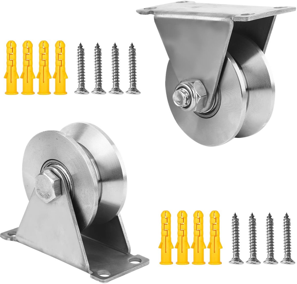 Allecto - V-Rollen Kabel Rollers - Bypass Rollers - 61mm - Voor Sliding Doors - 180 kg - Voor Magazijn - Zilver