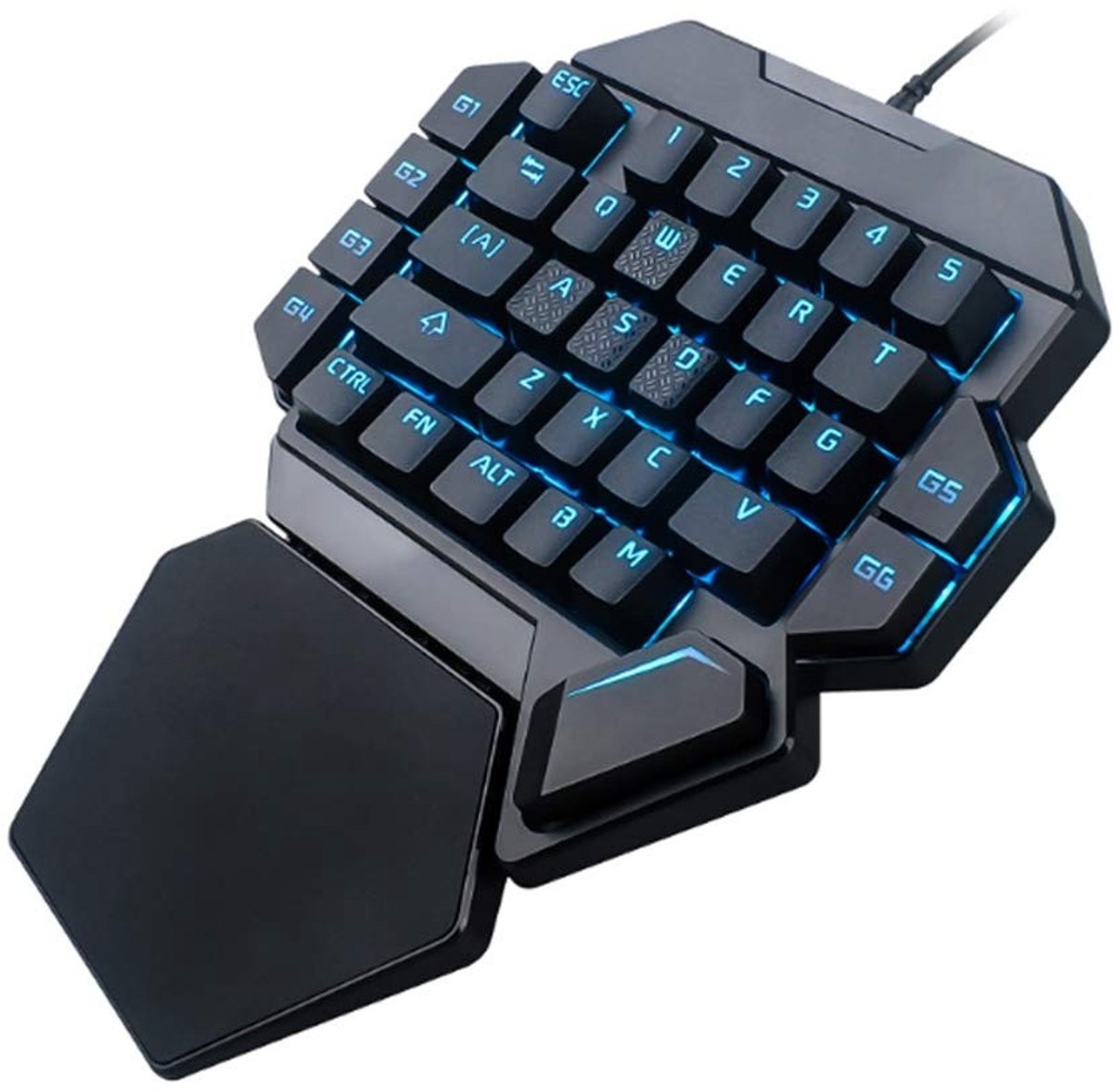 Allecto - Toetsenbord met één Hand - Bedraad USB-gamingtoetsenbord - Compact en Draagbaar - Mechanische Toetsen - Geschikt voor PC - 35 Toetsen