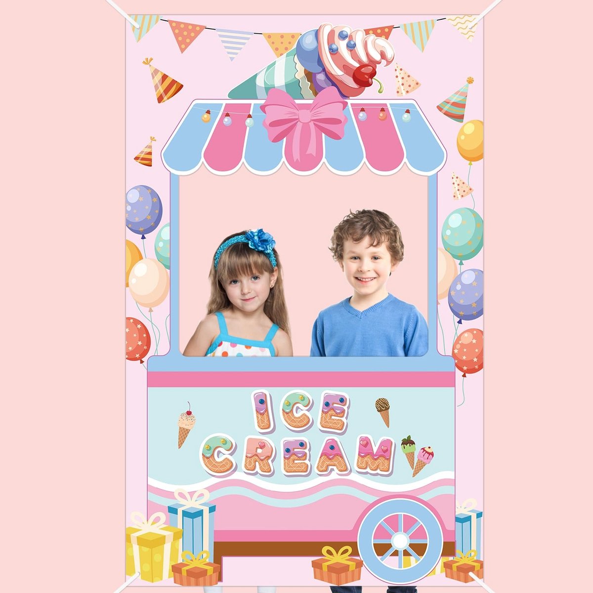 aladdien - IJsachtergrond - Verjaardagsdecoratie - 160x100cm - Fotografie Achtergrond - Feestelijke IJsversiering - Geschikt voor Feesten - Multi-colo
