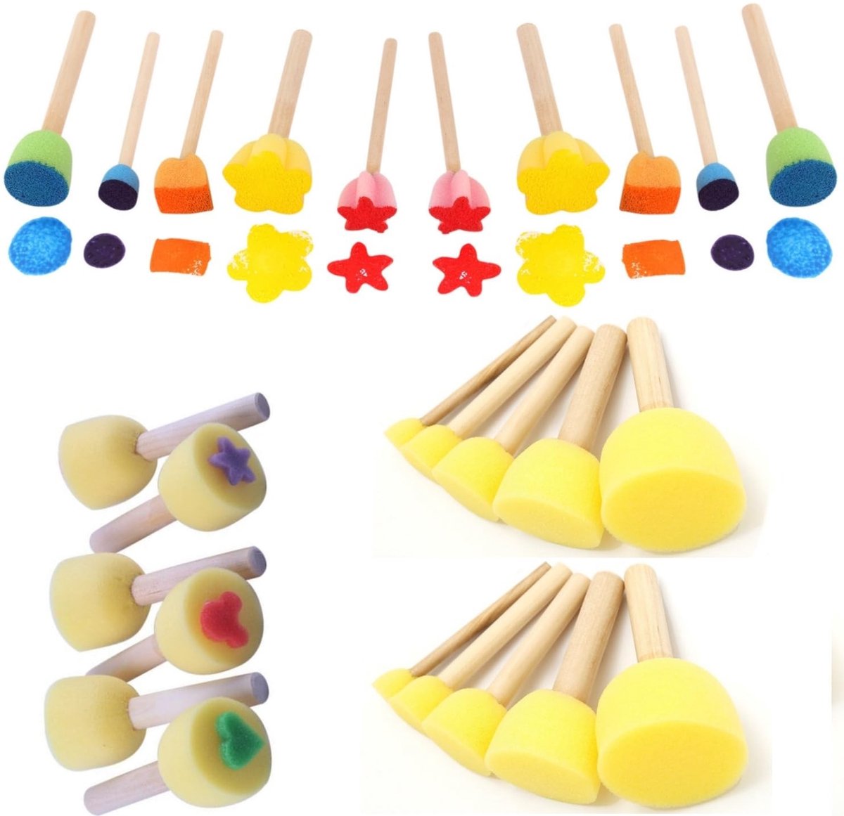 Allecto - Sponge Brushes - DIY Foam Brushes - 26 Stuks - Geschikt voor Schilderen en Creatieve Projecten - Kleurvariaties - Ideaal voor Kinderen en..