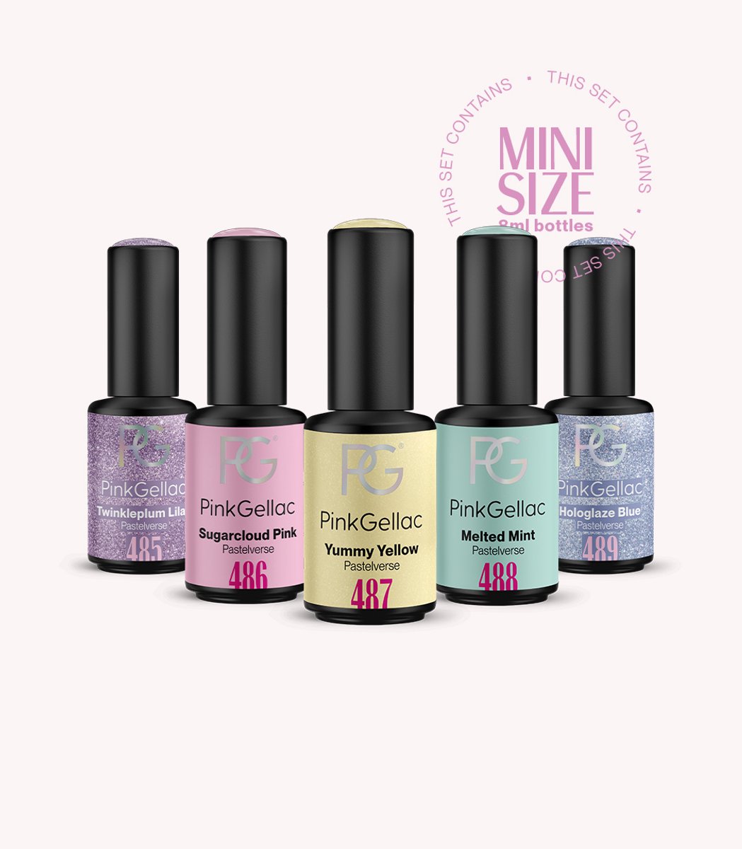 Pink Gellac Pastelverse Mini Collection Box - Gellak - Set van 5 x 8 ml Pastel Kleuren Gellak - Gel Nagellak - Gel Lak — cadeau in Verzorging - foto 2