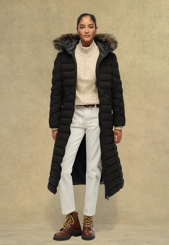 Superdry - Fuji Lange Jas Met Bontkap - Dames - Gewatteerde jassen