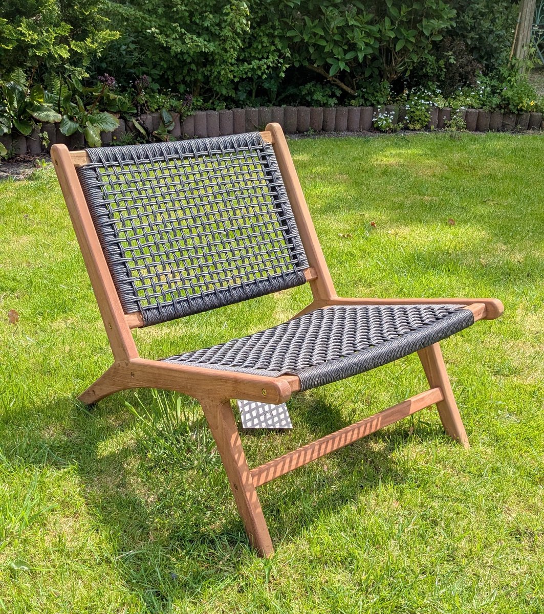 HSM Collection-Tuin Loungestoel Rio-66x80x65-Zwart/Naturel-Teak/Bananenblad