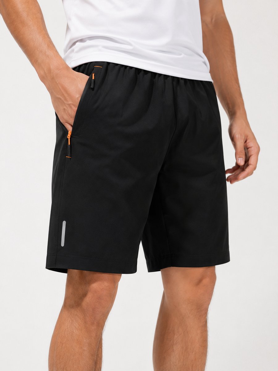 SparkNine Apex fitnesshort - sportbroek - met ritszakken - XL - zwart - functioneel - sneldrogend & ademend - elastische band met trekkoord