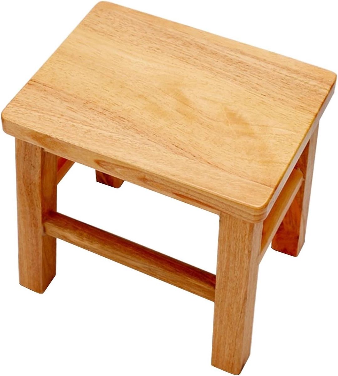 Houten Krukje - Voetenbankje Zitje - Extra Zitten - Lichtgewicht Anti-slip - 27x23x30cm - Houtkleur