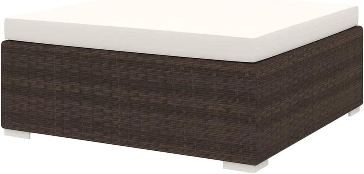 Modulaire voetenbank - Buiten kruk - Tuinontspanning - Weerbestendig PE-rotan - 70x70x26 cm - Bruin
