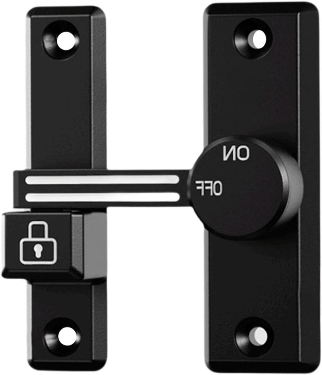 Deurgrendel slot - Klap grendel - Beveiliging deur - Lichtgevend in donker - 6.4x7.6 cm - Zwart