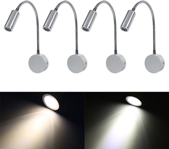 Bedlamp Flexibel - Wandlamp Leeslamp - Gericht Lezen - Touch Dimmer - 42 cm Lengte - Zilver — afbeelding 3