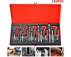 Venzor - 131‑delige Draadreparatie Set – M5/M6/M8/M10/M12 – Helicoil Reparatiekit met Tappen, Boren & Inzetstukken – Gelegeerd Staal – Inclusief Opbergkoffer