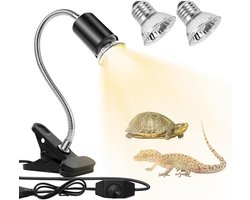 Warmtelamp Reptielen - Terrarium Lamp - Dierenwelzijn Bevorderen - 360 Graden Flexibel - 50 Watt - Zwart