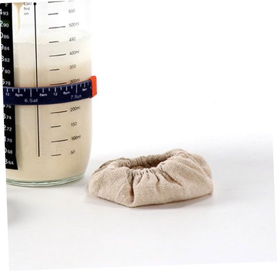Stoffen Deksel Voor Potten - Herbruikbare Fermentatie Hoezen - Zuurdesem Starter Maken - Ademend Ontwerp - 9 x 9 cm — afbeelding 3