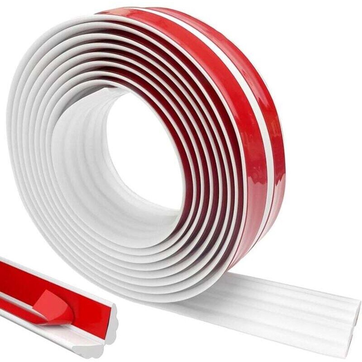 Witte zelfklevende sierstrip, 3 geschikt voorer x 4 centigeschikt voorer, flexibele TPE-sierstrip, zelfklevend, geschikt voor plafonddecoratie, hoeken, vloeren, kasten, enz.