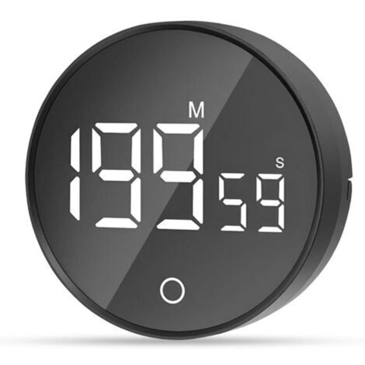 Magnetische visuele timer, 60 minuten aftelfunctie, instelbaar volume in 3 standen, korte timerfunctie, groot LED-display - zwart.