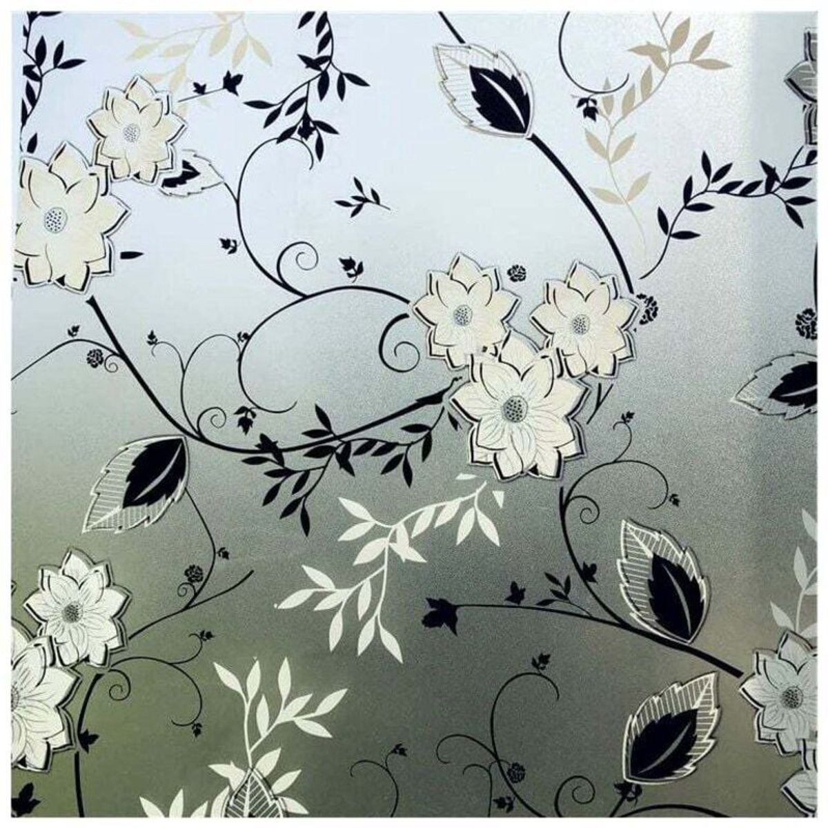 Privacy raamfolie, bloemenpatroon, elektrostatische hechting, 44,5 x 200 cm