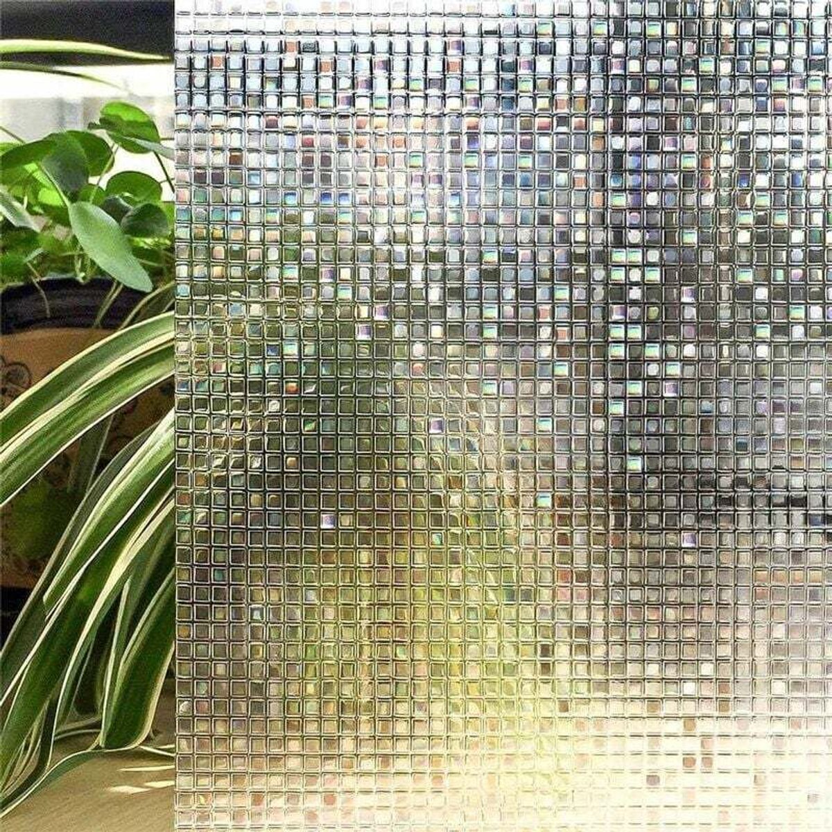 Privacyfoliegeschikt voor ramen, 3D-mozaïekpatroon, zelfklevend, lijmvrij, kleurveranderend, geschikt voor ramen en glazen badkamerdeuren (60x200 cm).