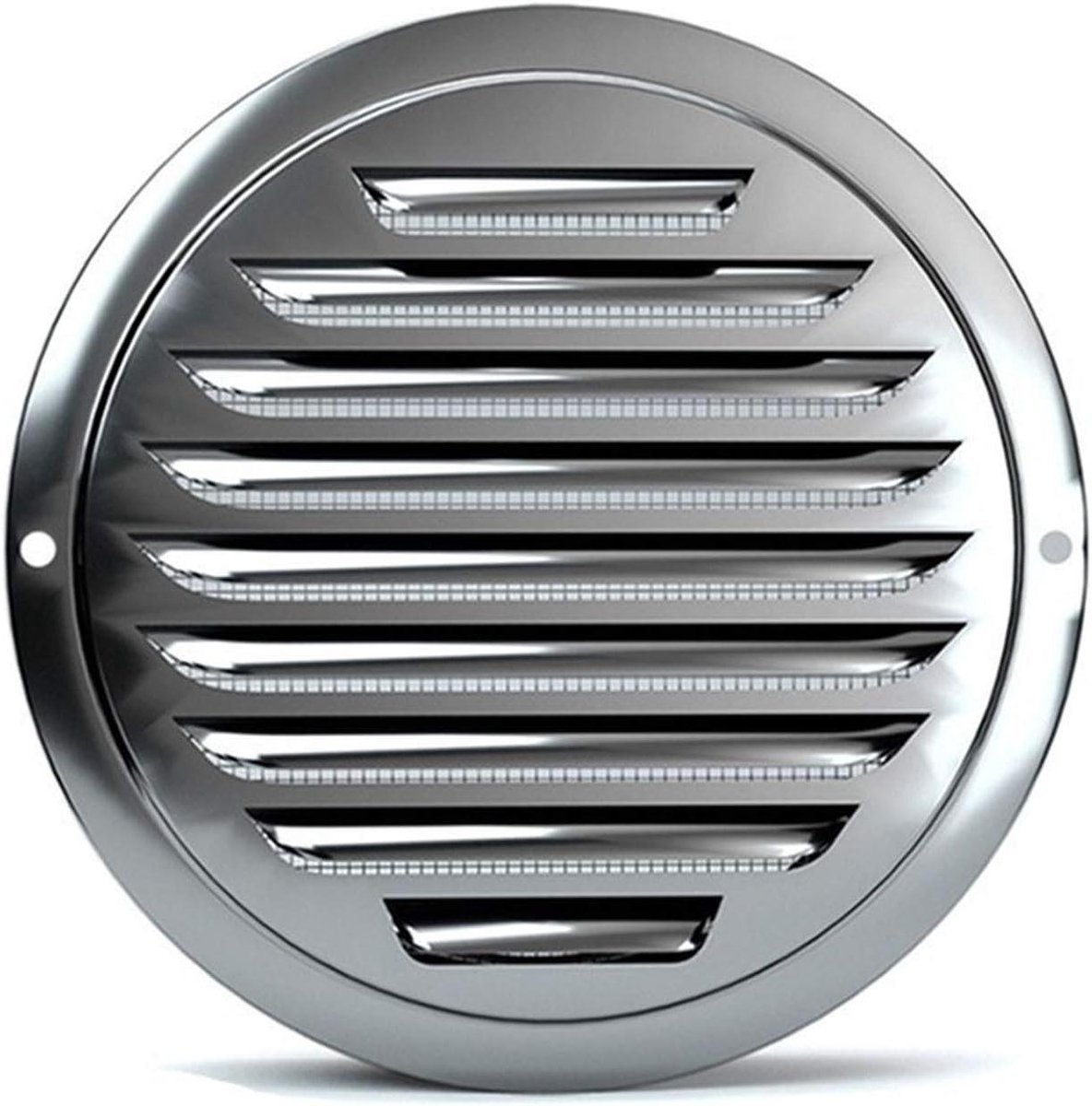 Ventilatierooster Rond - Afdekking Roestvrijstaal - Frisse Lucht - Ingemaakt Gaas - 160mm Diameter - Zilverkleurig