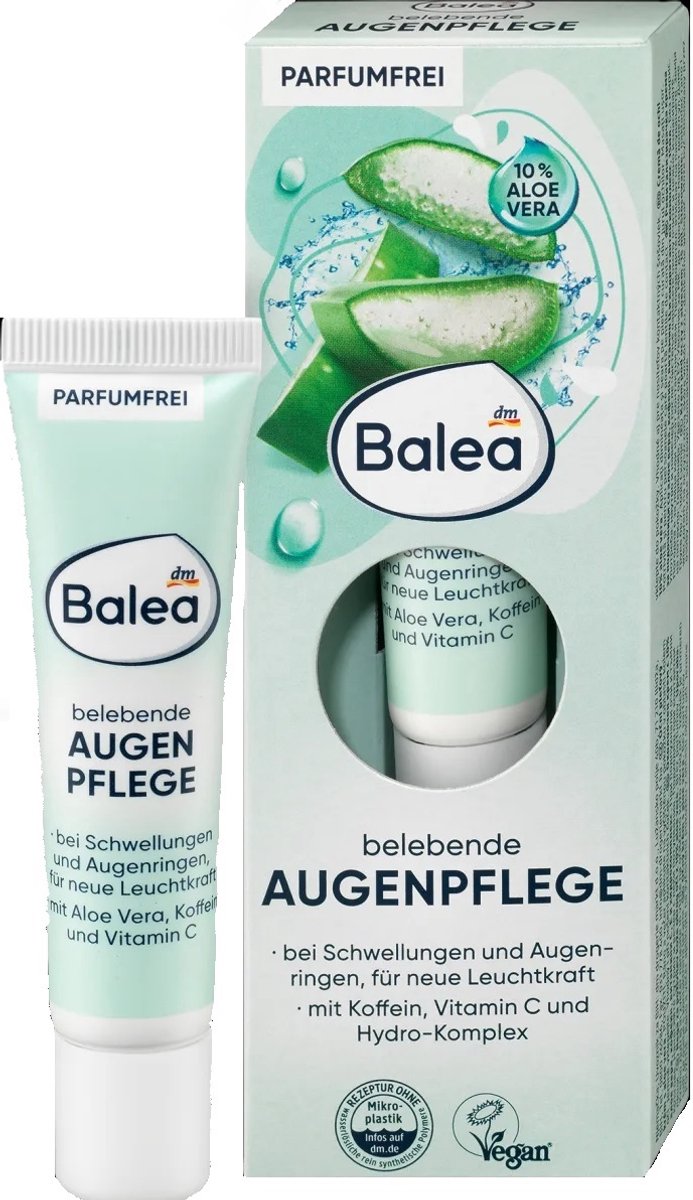 Balea Oogcrème donkere kringen - Oogcrème wallen - Parfumvrij - Oogcrème tegen wallen en donkere kringen - Wallen crème - Met Vitamine C - Intense hydratatie - 15 ml