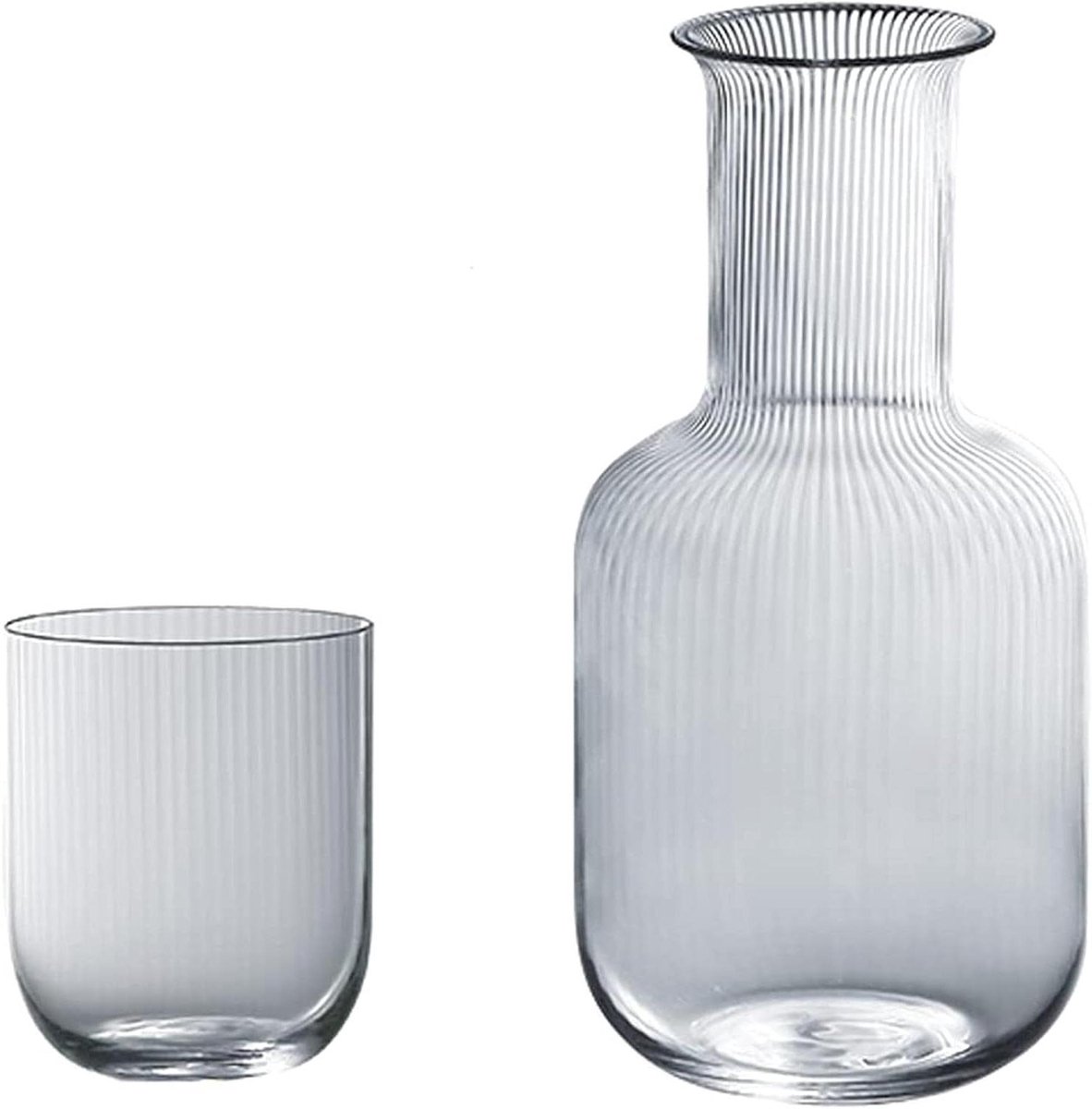 Glazen Waterkan - Drankenkaraf - Dranken Serveren - Verticaal Patroon - 800ml - Helder