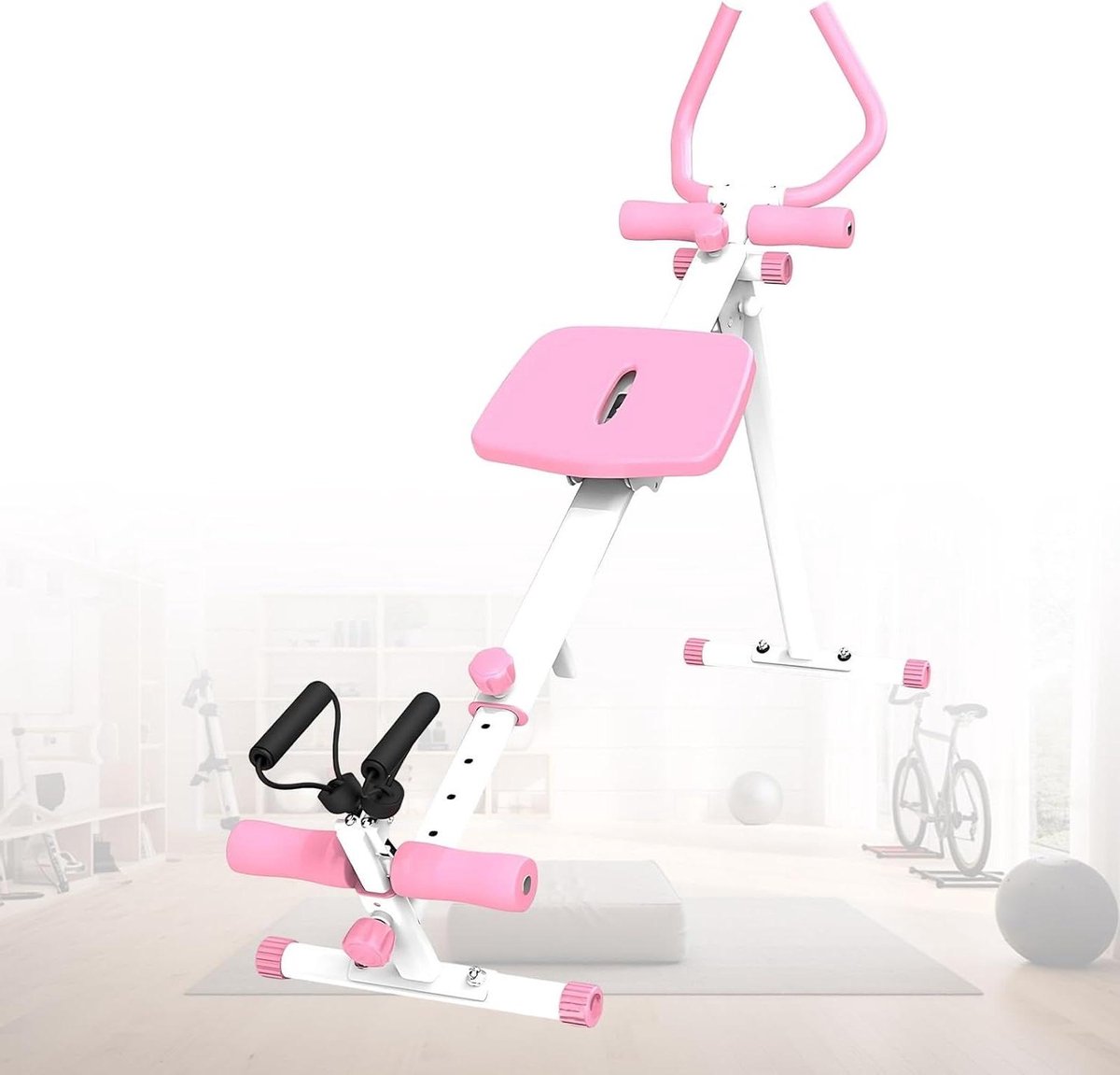 Buikspierapparaat 4-in-1 - Home Gym Compact - Volledige Lichaamstraining - Opvouwbaar Ruimtebesparend - 9.95 kg - Roze