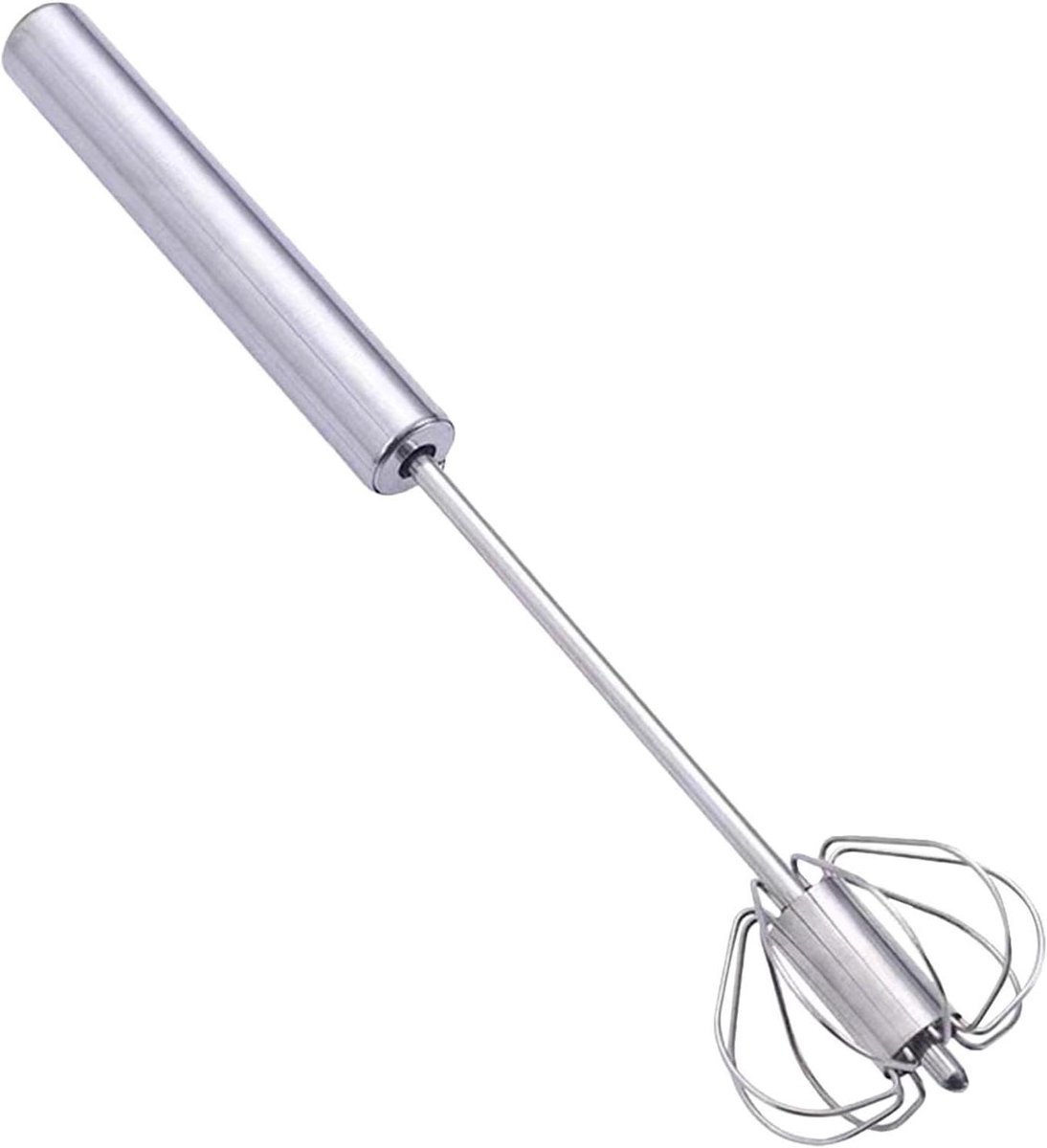 Roestvrijstalen Eierkoker - Handmixer Keukengerei - Snel Eieren Mengen - Semi-automatische Rotatie - 33 cm - Zilver