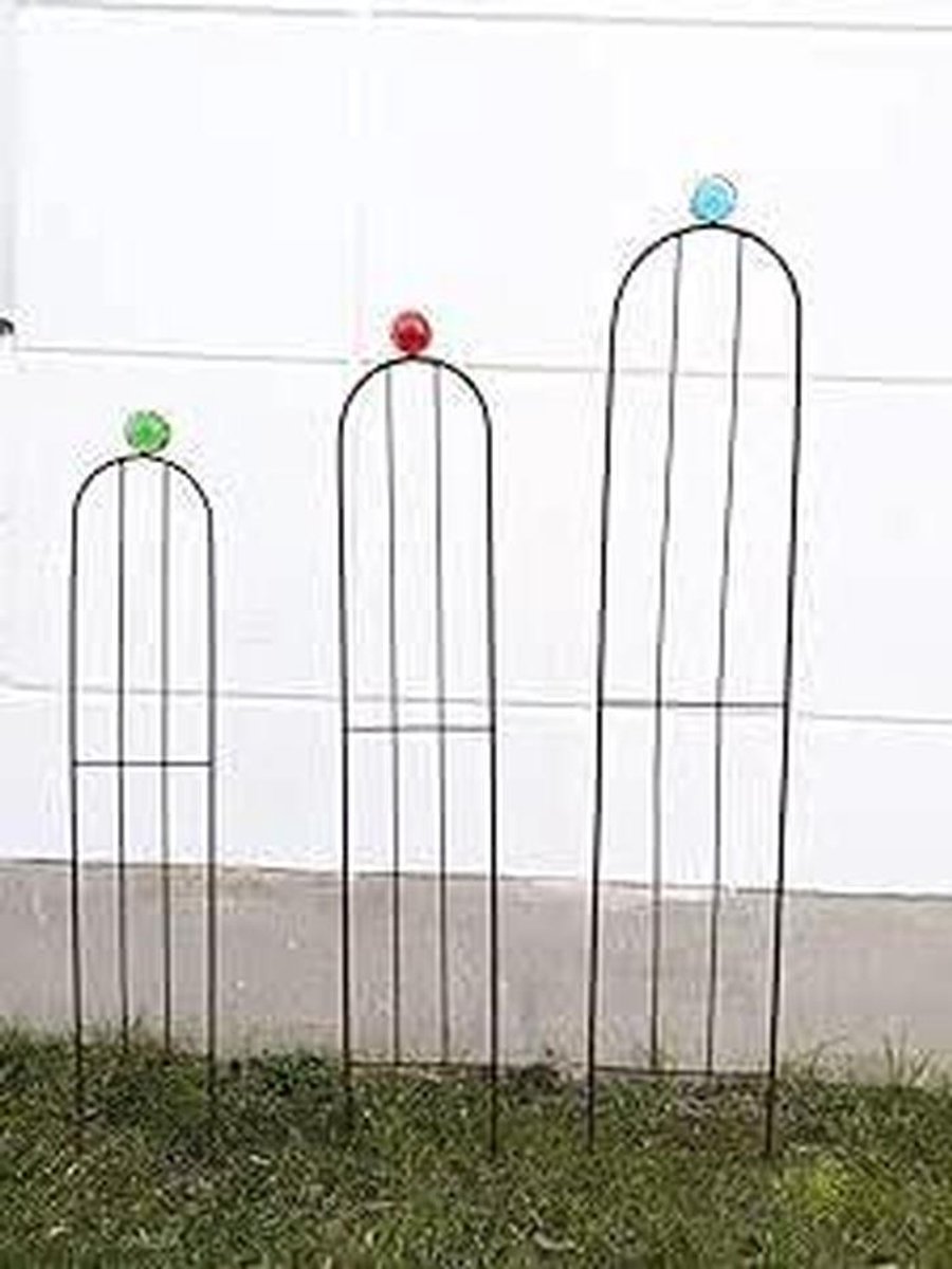 Rozenboog Klimhulp - Klimrek Tuin - Planten Ondersteunen - Met Glazen Bol - 3 Maten - Edelroest